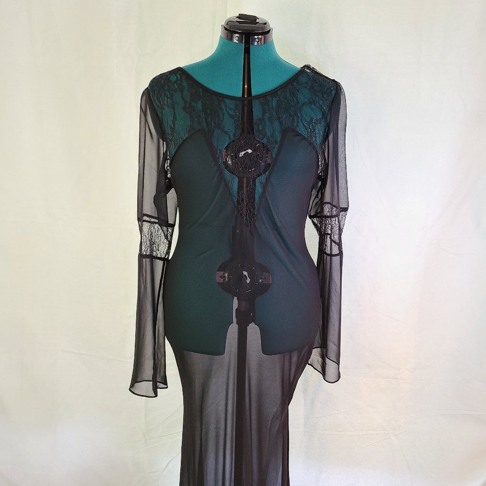 Blackheart Black Lace/Chiffon Long Sleeve Gown